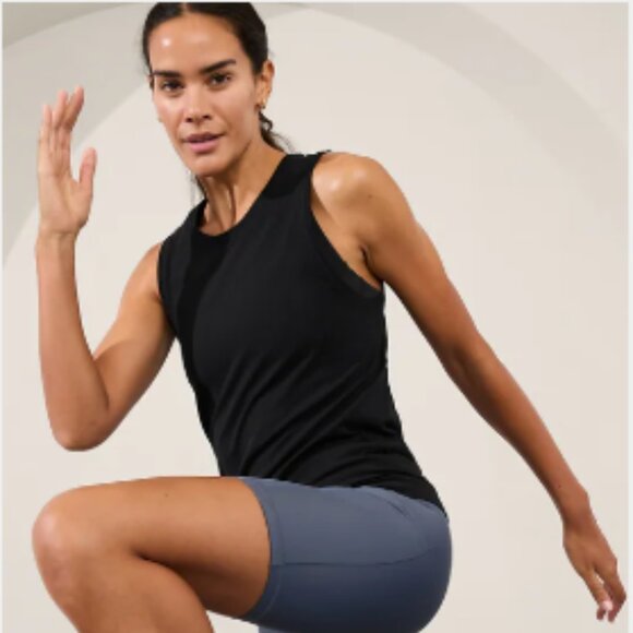 Athleta In Motion Tank Top with Laser Cut Material - Size Medium in Teal/Blue - Picture 5 of 8